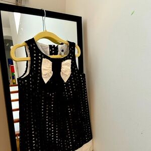 Janie and Jack Black Eyelet Dress with Cream Bow